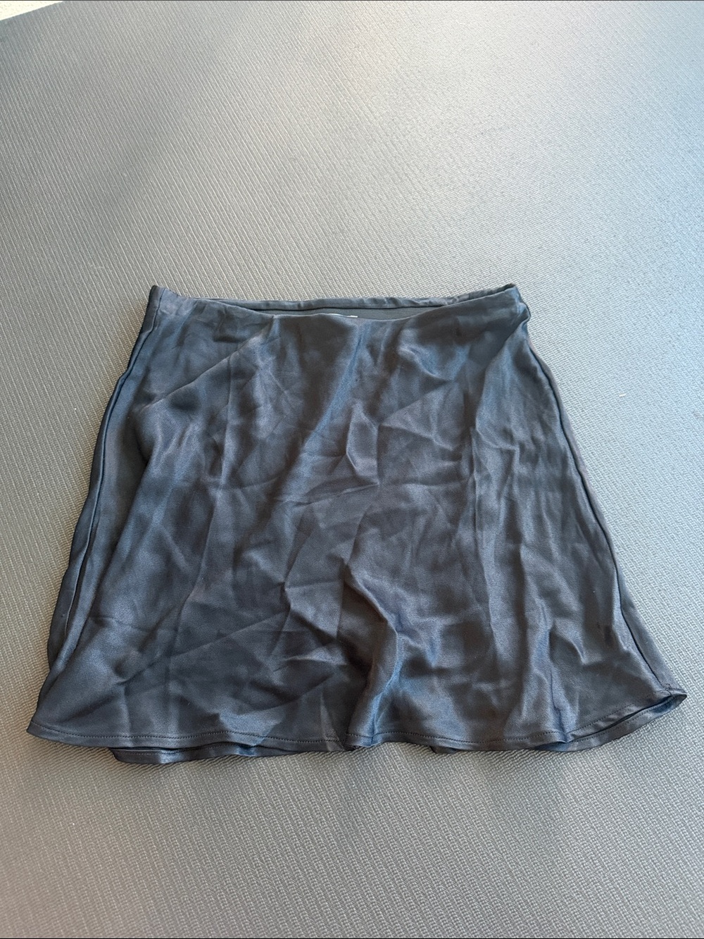 Anthropologie Black Satin A-Line Skirt